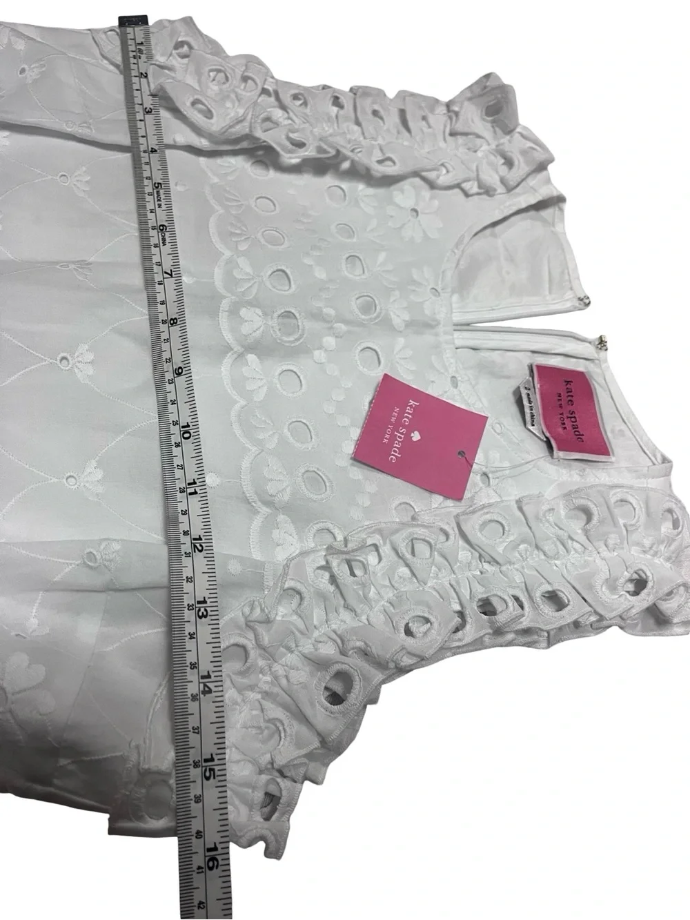 NWT Kate Spade White Eyelet Capped Sleeve Dress Sz. 2 Rush Classic Preppy Soror